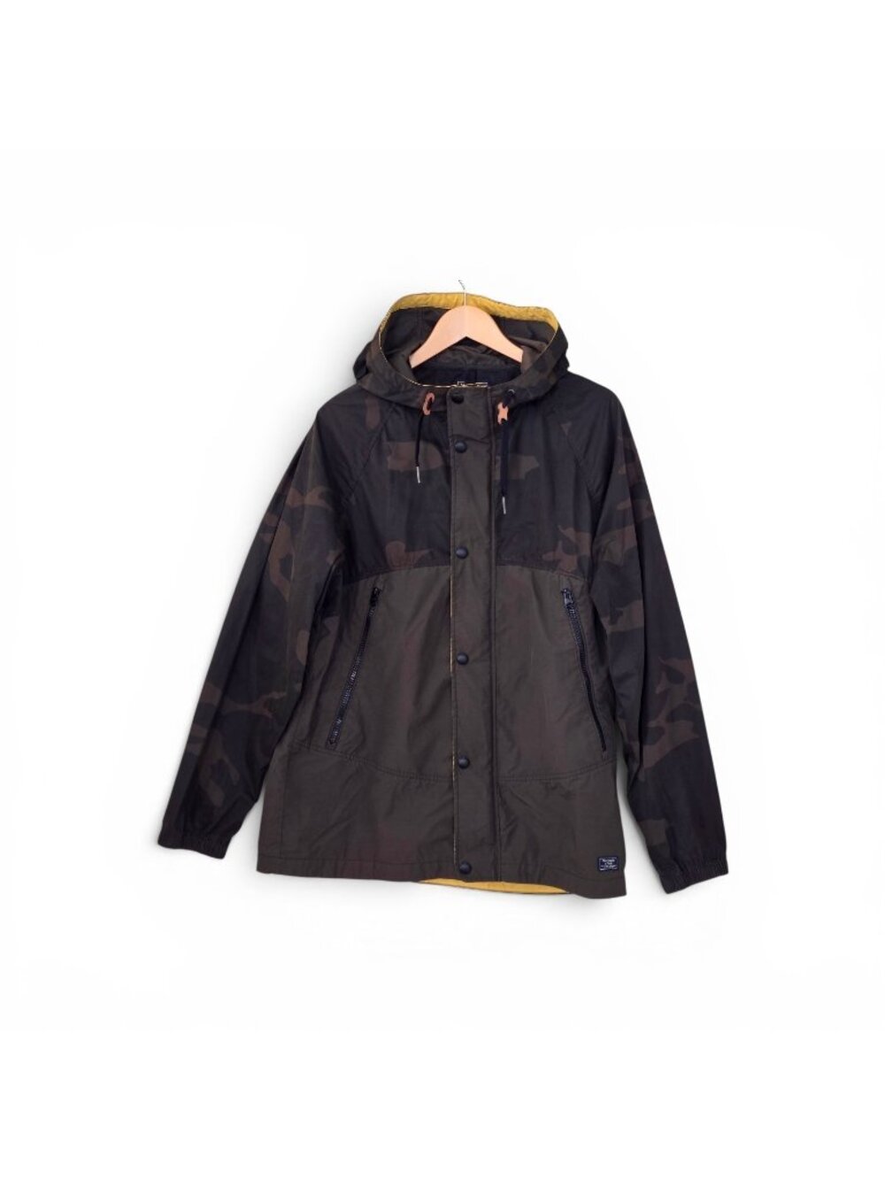 Abercrombie Fitch Camo Windbreaker Men L Pockes Zip Snap Jacket Active Grunge